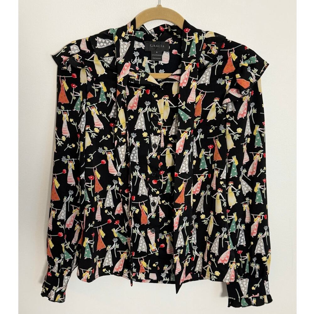 Gracia Folk art blouse size small